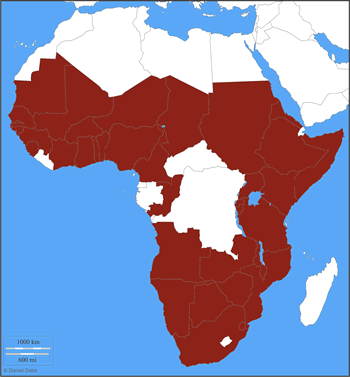 Aire de répartition du vautour africain